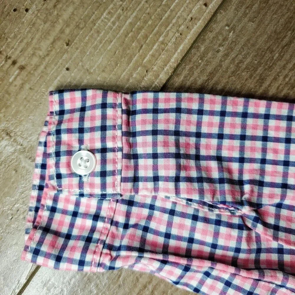 Carter's Baby Boy Size 9m Pink and Blue Plaid 100% Cotton Button Down Shirt